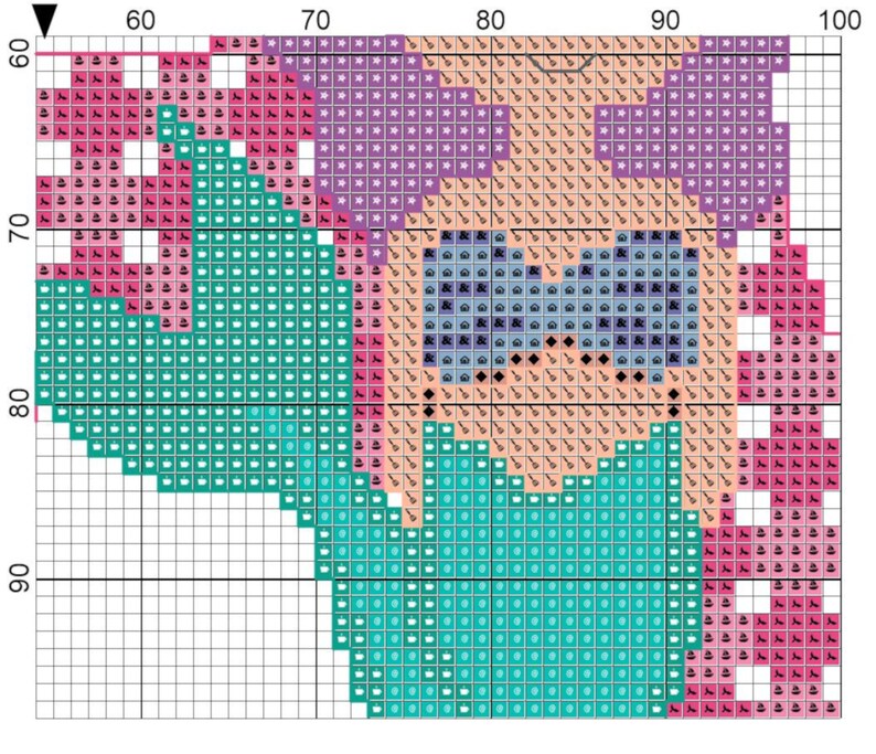 cross-stitch Mermaid Letter A Cross-stitch pattern Initial A children/'s decoration Letter A Immediate download in .pdf