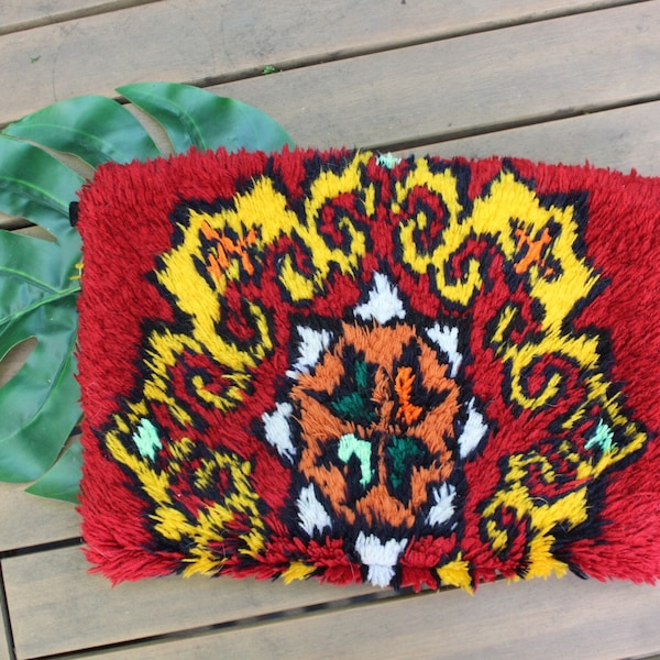 Kilim Woven Festival Boho Clutch Bag / Made in Morocco Women's Handbag Purse