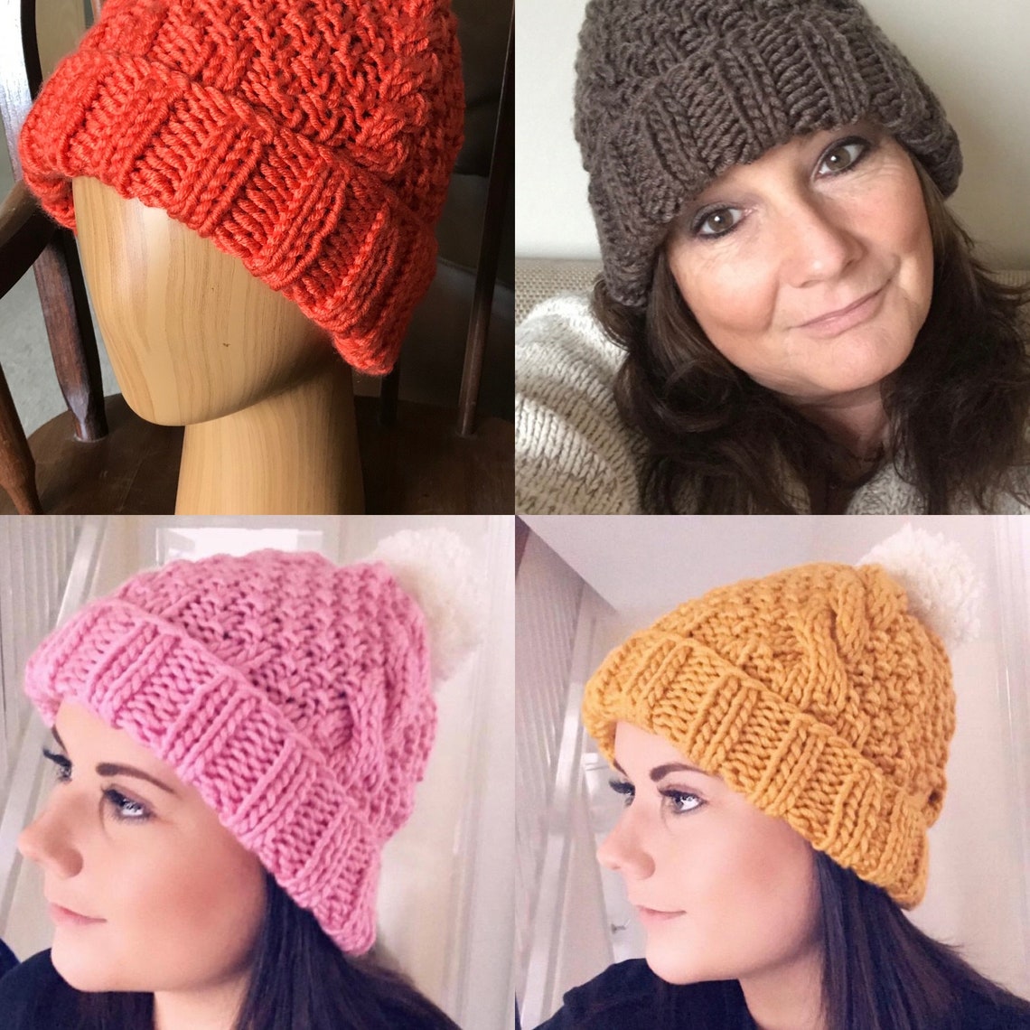 Hats Hand Knitted Quality Aran Pattern Hat or Beanie Etsy
