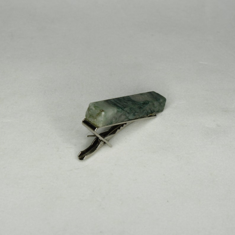 Moss Agate Tie Clip