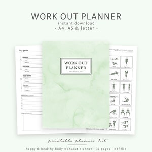Healthy Body Planner - A4 A5 Letter - Workout Fitness Tracker Body Positivity DESCARGA DIGITAL