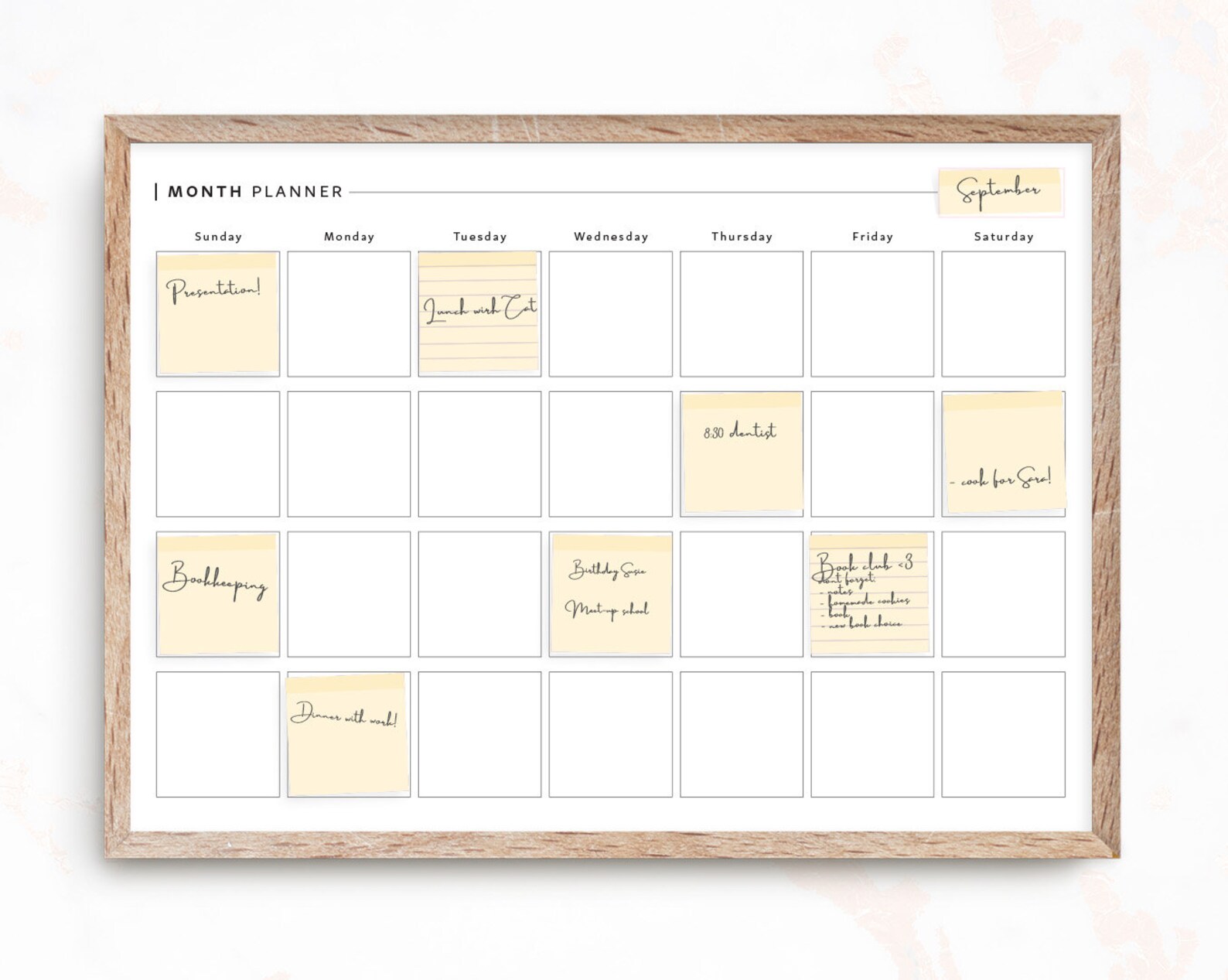 Sticky Note Month Planner / A2 / Paper Note Monthly Calendar Etsy