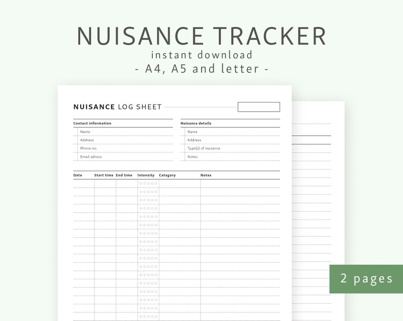 Noise Complaint Tracker A4 A5 Letter Noise Nuisance Record | Etsy New Zealand