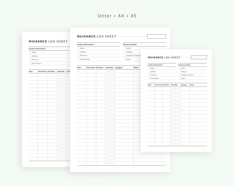 Noise Complaint Tracker A4 A5 Letter Noise Nuisance Record | Etsy New Zealand