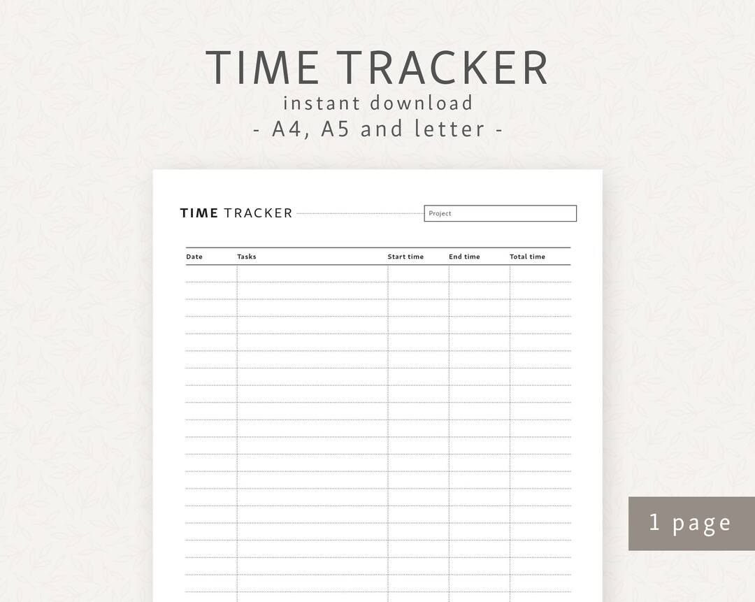 Work Time Log A5 A4 Letter Project Timeline Working Hours Log Activity ...