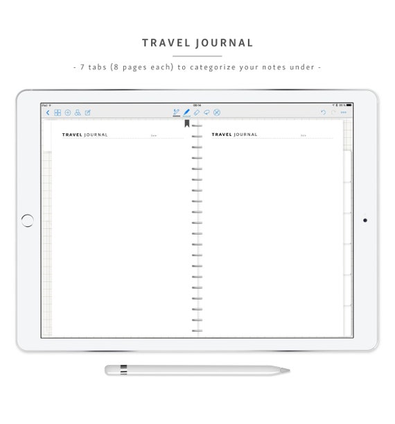 Travel Journal Goodnotes Notability Digital Planner Travel Notebook Backpacking Diary Vacation Bullet Journal Pdf Digital Download - 