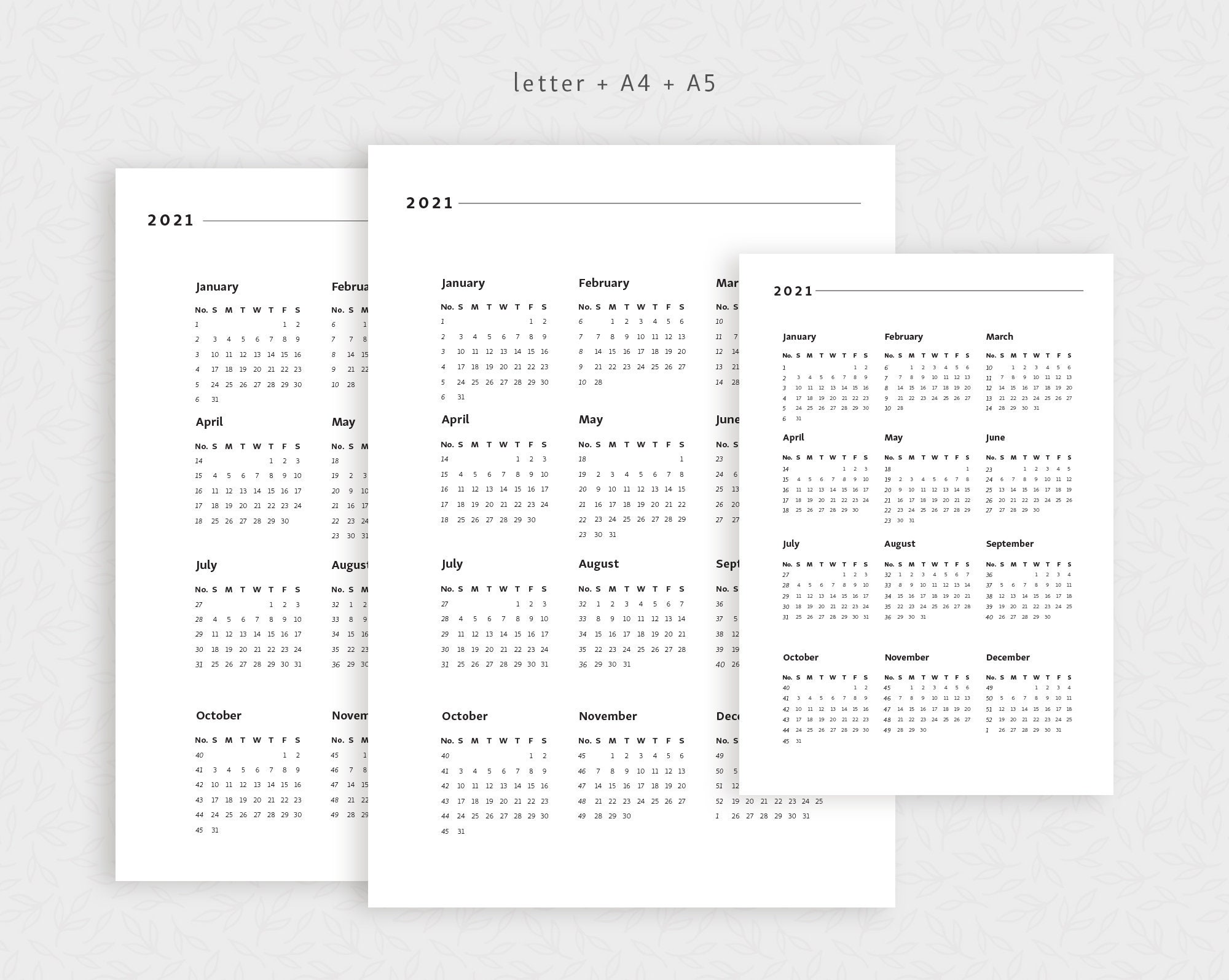 Jaaroverzicht 2021 2022 A4 A5 Brief Met weeknummers Etsy