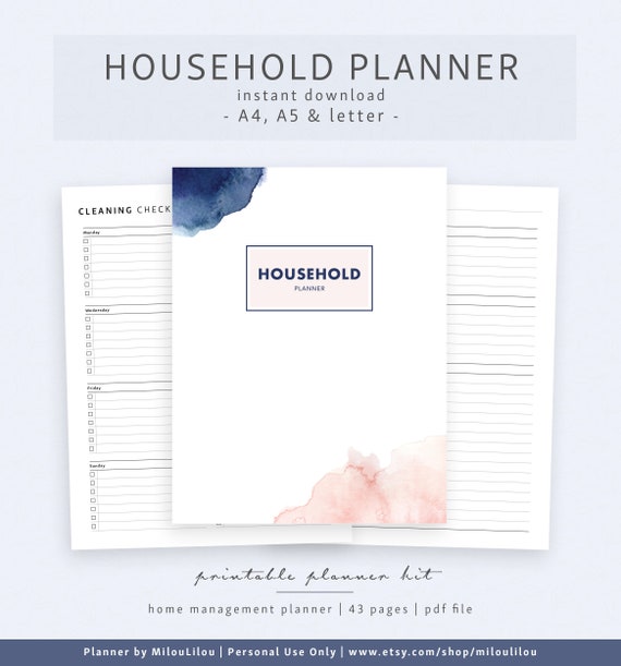 Haushalt Planer A4 A5 Brief Home Management Leben Planer Etsy