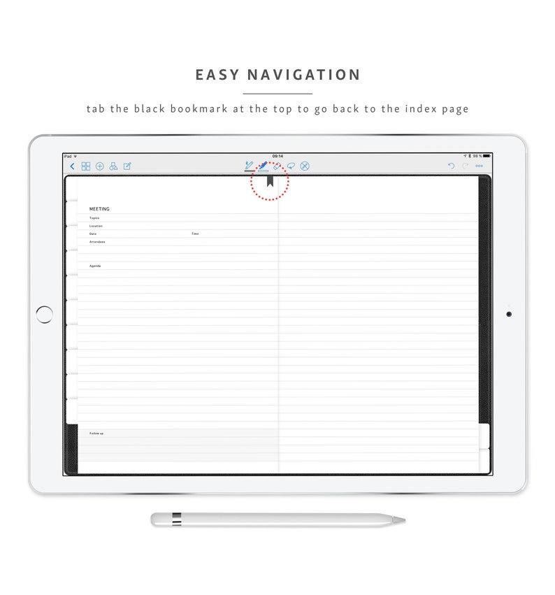 Meeting Notes / Goodnotes & Notability Digital Planner / Black Etsy
