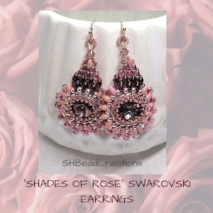 Shades of Rose and Pink Earrings, Swarovski Earrings, Antique Rose, Dusty Rose, Metallic Cranberry, Blush, Rose Gold Plated Findings
