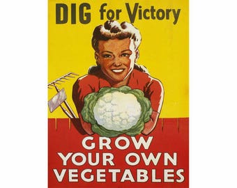 Acrylic keyfob Grow more Vegatables wartime poster