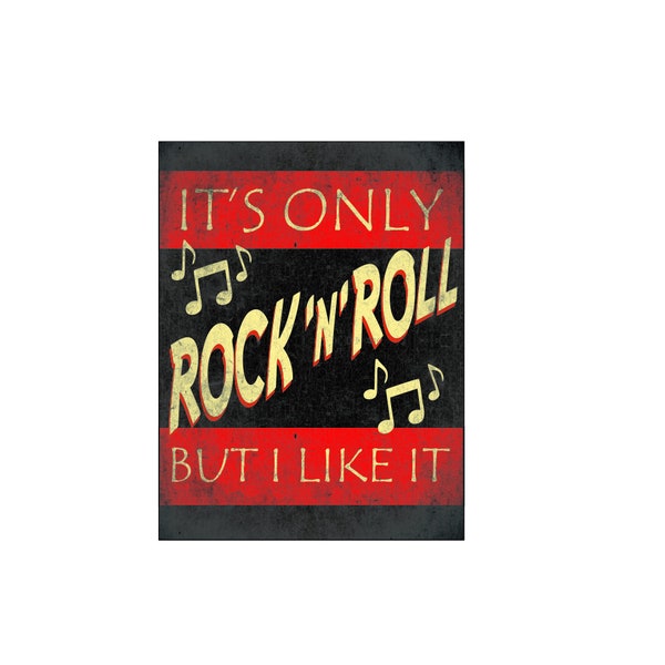 It's only rock n roll but I like it man cave metal advertising wall plaque sign or framed picture frame