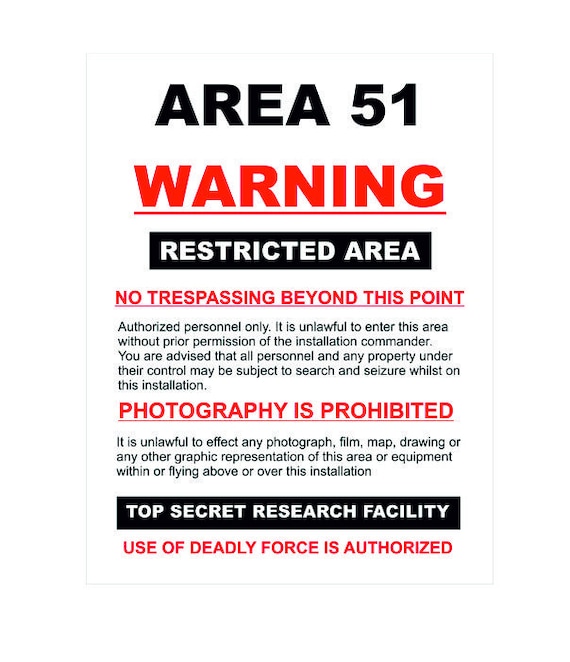 Area 51 warning restricted area  metal wall plaque sign