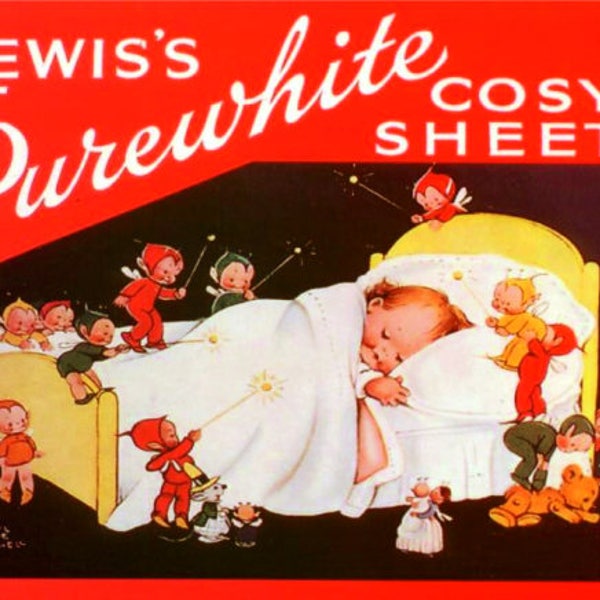 Lewis purewhite feuilles cosy bébé mignon style vintage métal publicitaire plaque mur ou encadrée cadre photo