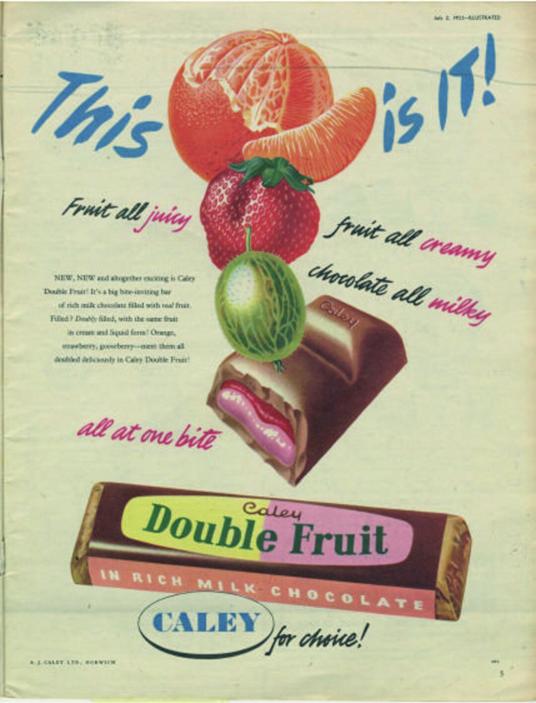 Caley Double Fruit Rich Milk Chocolate Vintage Style Metal Advertising ...
