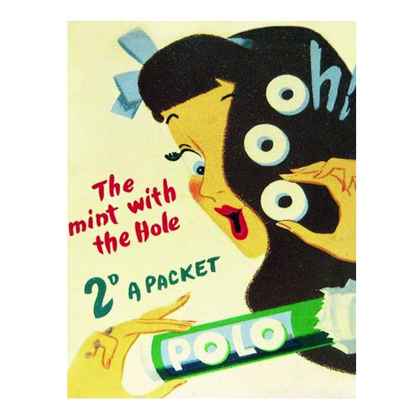 The mint with the hole polo mints retro quote vintage style metal advertising wall plaque sign or framed picture frame