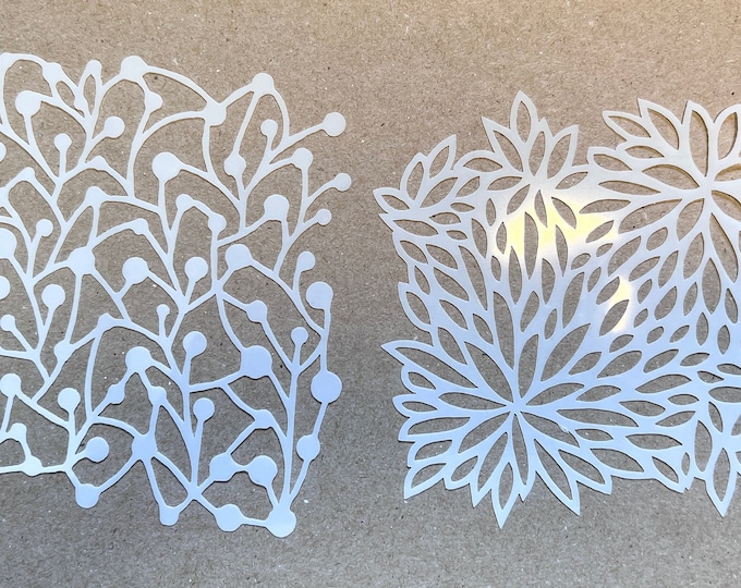 8 Pcs 10 Mil Freeform Stencils 4 to 5 Inches, Gelli Printing, Layering