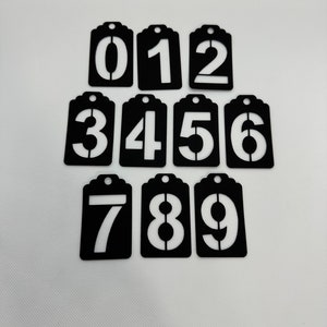 Die Cut Number Tags In Black, hanging tags, journal tags, art journal, junk journal, mixed media, Gelli prints
