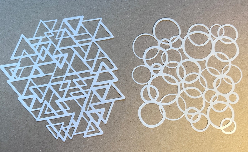 crossed triangles and crossed circles free edge stencils