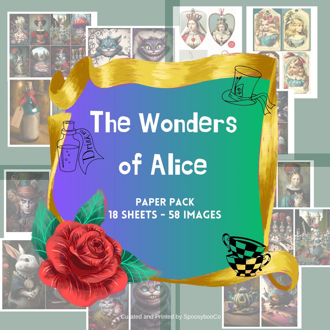 Vivid Paper Example The Wonders of Alice Vivid Print Paper Pack - 18 Sheets, 58 Images - Etsy