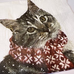 Christmas Napkins: Kitten, Cat, Mouse, Barnyard - Set of 8