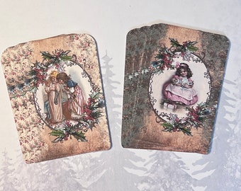 Christmas Gift Cards, Vintage style Victorian cards, Journaling cards, Junk Journals, art journals, gifting