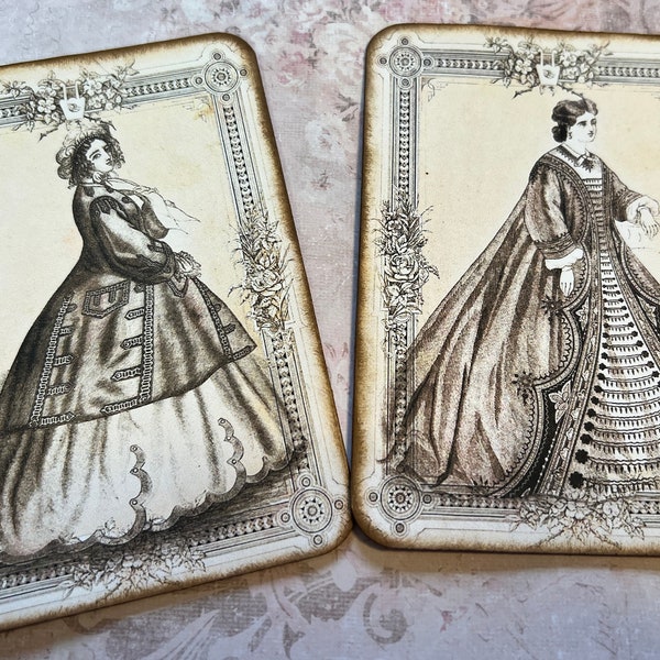 Victorian Ladies tag cards, set of 2