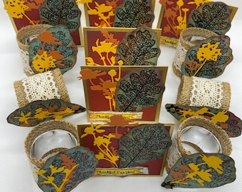 Thanksgiving, Fall, Autumn Napkin Ring, Place Cards set, Cottage core, botanical theme, table settings, table scapes set of 6