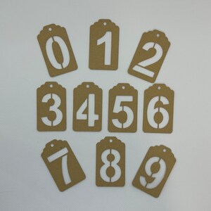 Die Cut Number Kraft Tags, hang tags, journaling tags, mixed Media, stenciling, Gelli printing, art journals