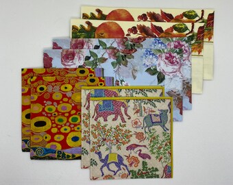 Large pack of assorted napkins, spring colors and fall colors. Decoupage, collage, junk journals, art journal