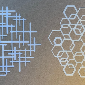 Hexagon and crossed lines  free edge stencils