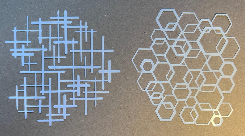 Hexagon and crossed lines  free edge stencils