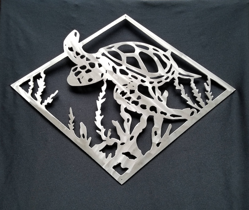 Aluminum Sea Turtle CNC Plasma Cut Custom Metal Art Wall Etsy