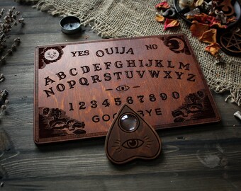 Ouija board classic spirit board dark walnut, Ouija board vintage gothic home decor , Ouija planchette witchcraft divination tool