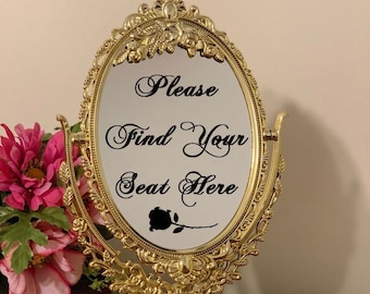 Please find your seat here/Beauty and the beast/Fairytale centerpiece/Princess centerpiece/Disney wedding/Quincinera centerpiece/Sweet 16