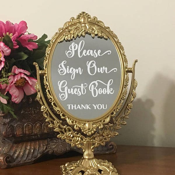 Please sign our guest book /Thank you /mirror sign/Mirror guest book sign/Fairytale party mirror sign/Disney party sign/Fairytale wedding