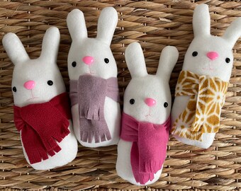 Stuffed bunny Easter basket plushie handmade toy rabbit Easter gift for Easter bunny plush white rabbit toy