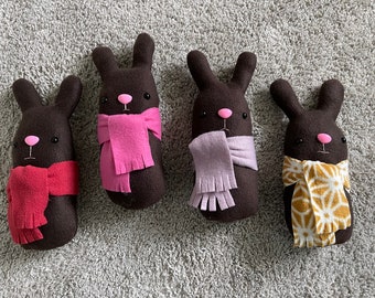 Stuffed bunny Easter basket plushie handmade toy rabbit Easter gift for Easter bunny plush brown rabbit toy