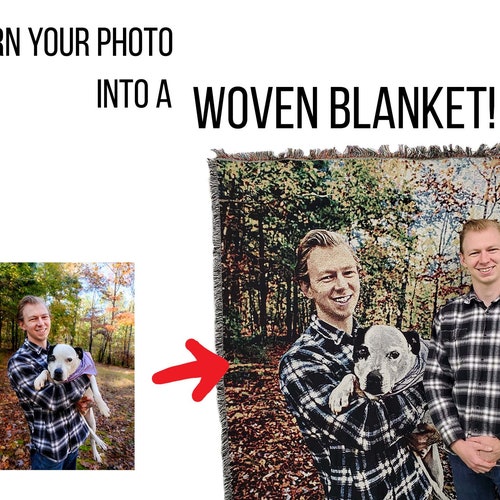 Personalized Photo Custom Tapestry Woven Cotton Throw Etsy