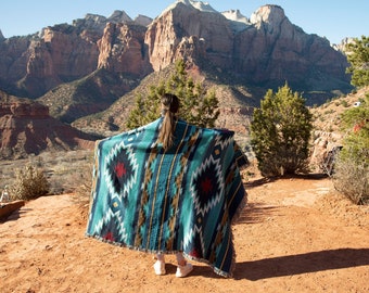 Balpinar - Acampamento Tribal Inspirado nos Nativos Americanos do Sudoeste - Manta de Algodão Tecida - Fabricada nos EUA