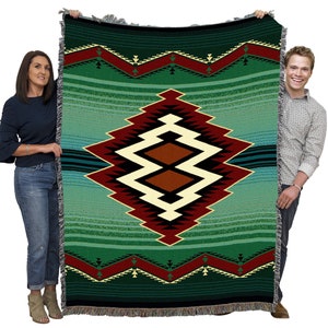 Turak Southwest Woven Tapestry Blanket, Native American Inspired ...