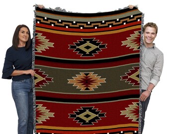 Non Native American Crafts Baby Size Grey Blanket Reversible Southwest Native American Indian Print Collectibles
