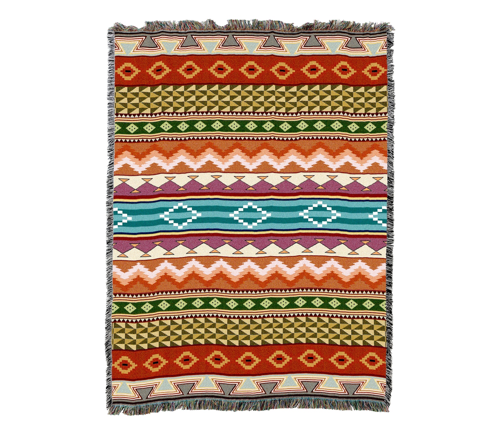 Southwest Stripe Woven Tapestry Blanket, Native American Inspired ...