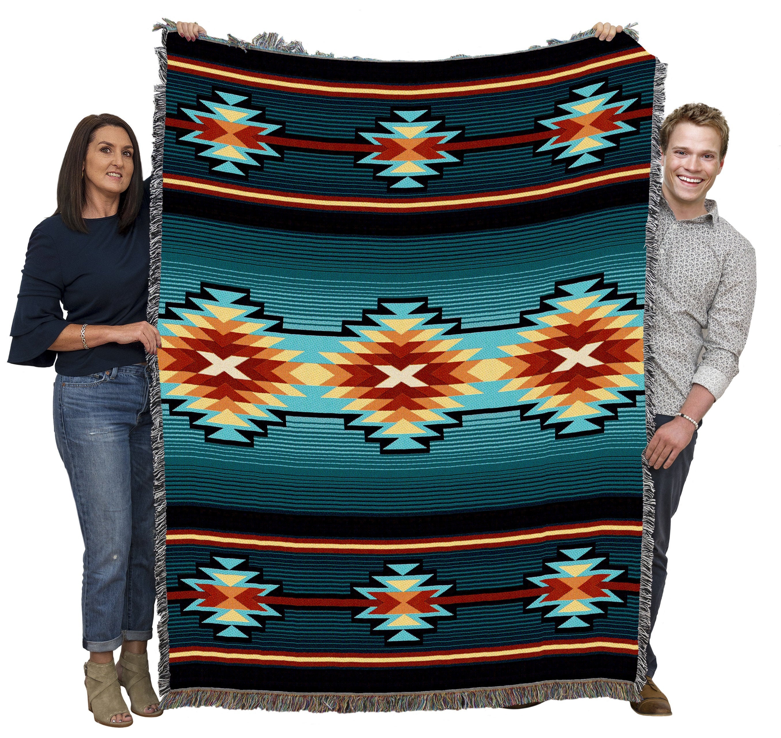 Aydin Southwest Woven Tapestry Blanket, Native American Inspired ...