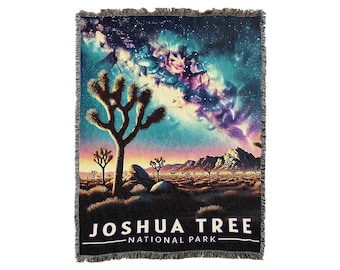 Joshua Tree National Park Cotton Woven Blanket Throw - Made in The USA  (72x54)