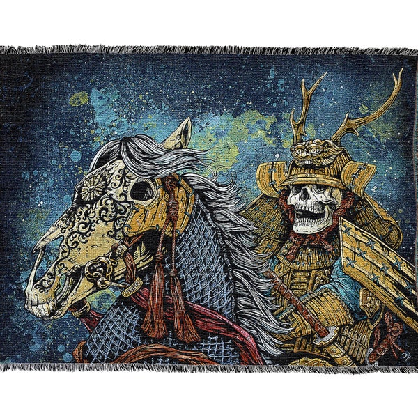 Way of the Warrior Samurai Woven Throw, Large Soft Comforting Blanket 100% Cotton Made in USA 72x54