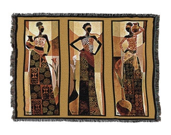 Namirya - African Style - Keith Mallett - Cotton Woven Blanket Throw - Made in The USA (72x54)