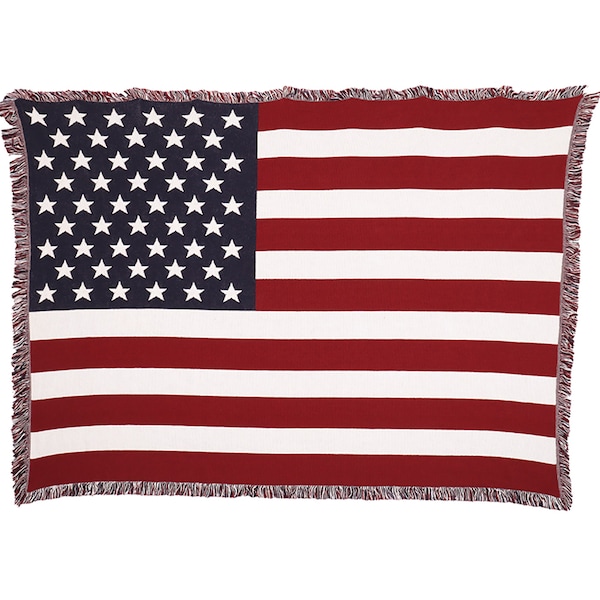 Jeté en tapisserie tissée drapeau américain, grande, douce et réconfortante, design texturé artistique 100 % coton fabriqué aux États-Unis 70 x 50