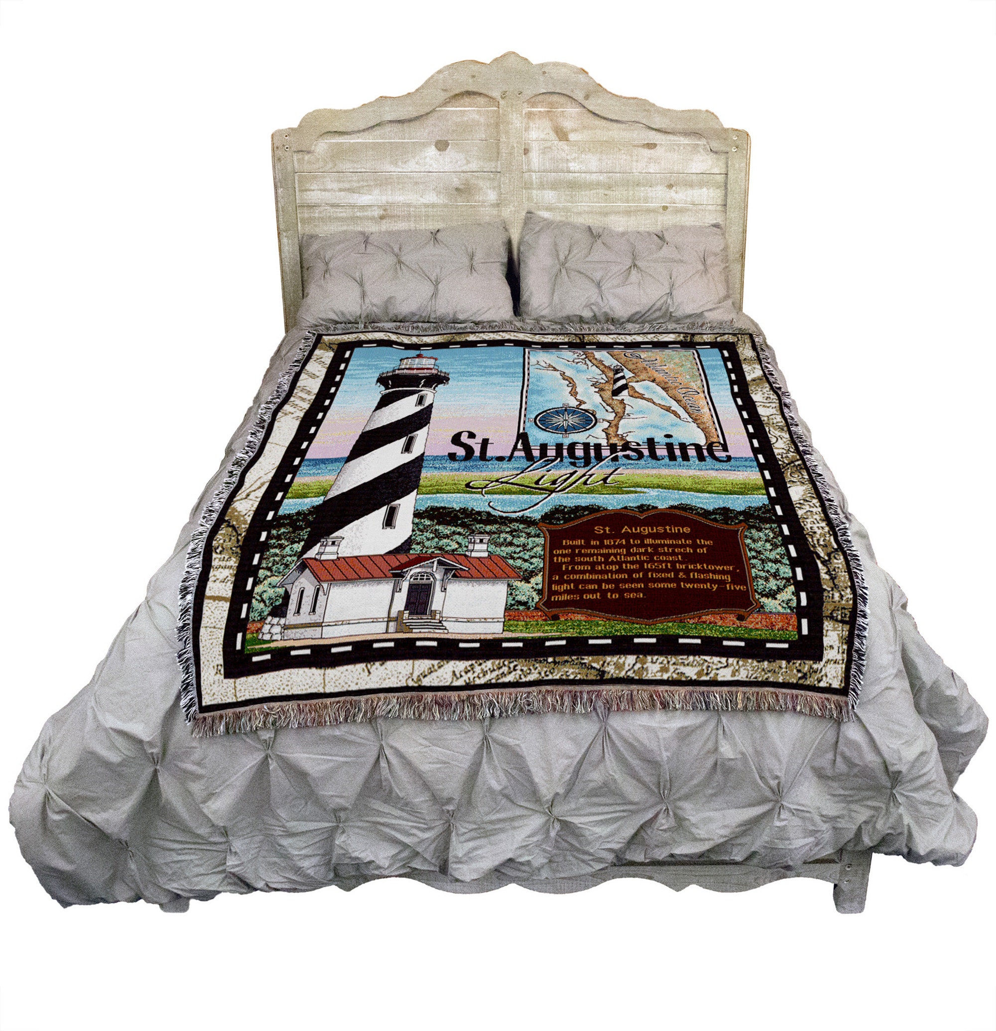 St. Augustine Lighthouse Cotton Woven Blanket Throw Made Etsy