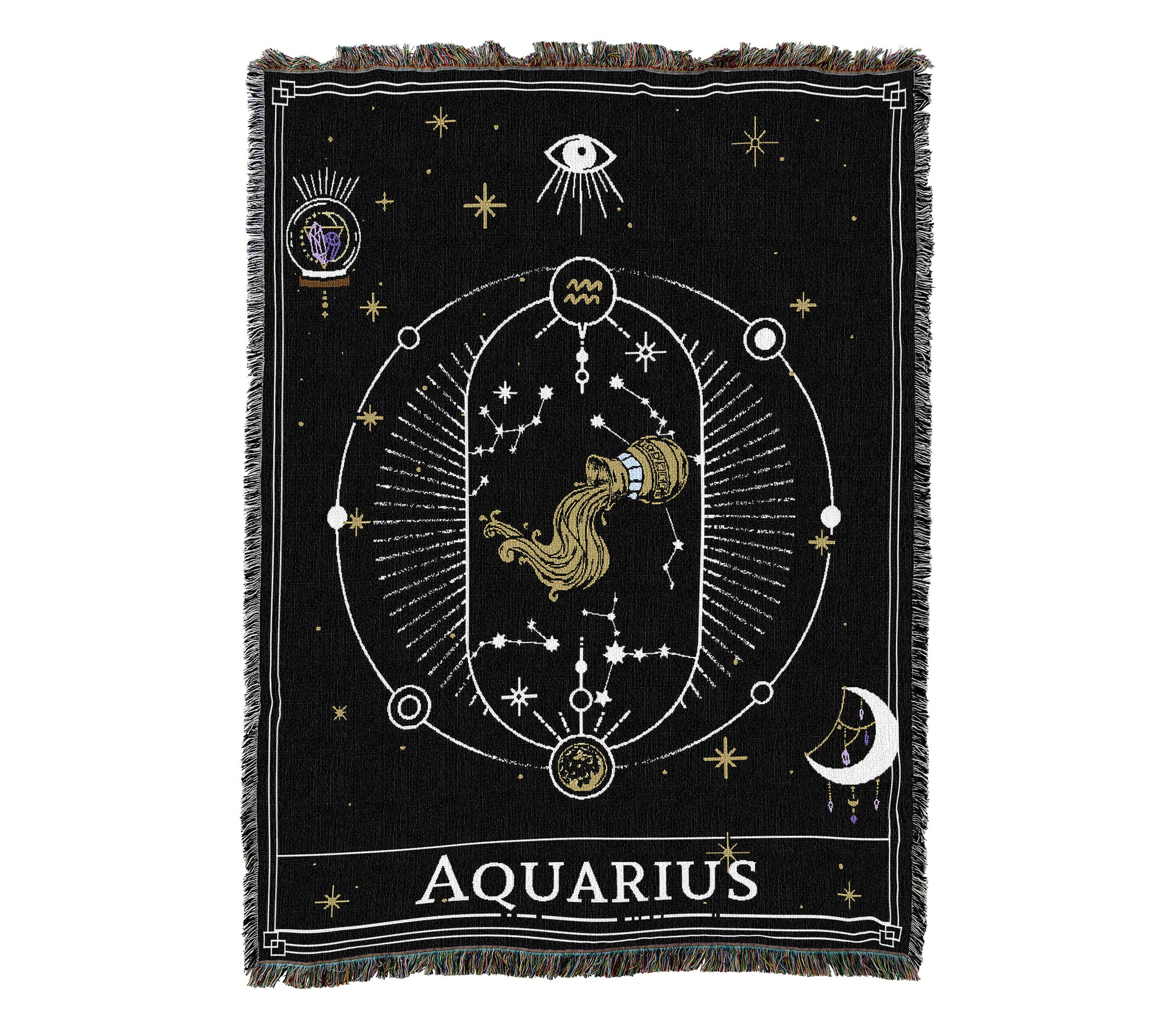 Aquarius Symbol Pattern Astrology Horoscope Zodiac - Custom Black